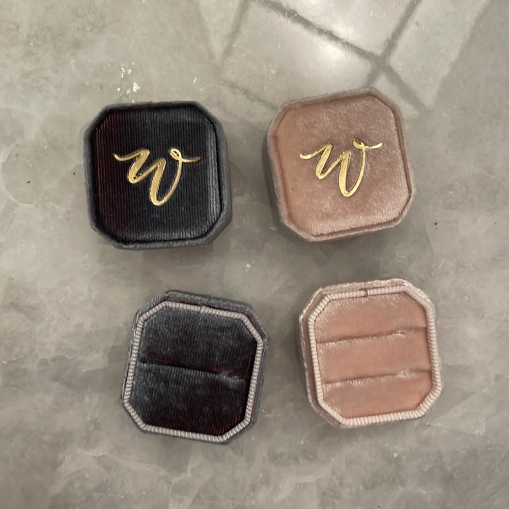 2 Wedding ring boxes - monogrammed W.